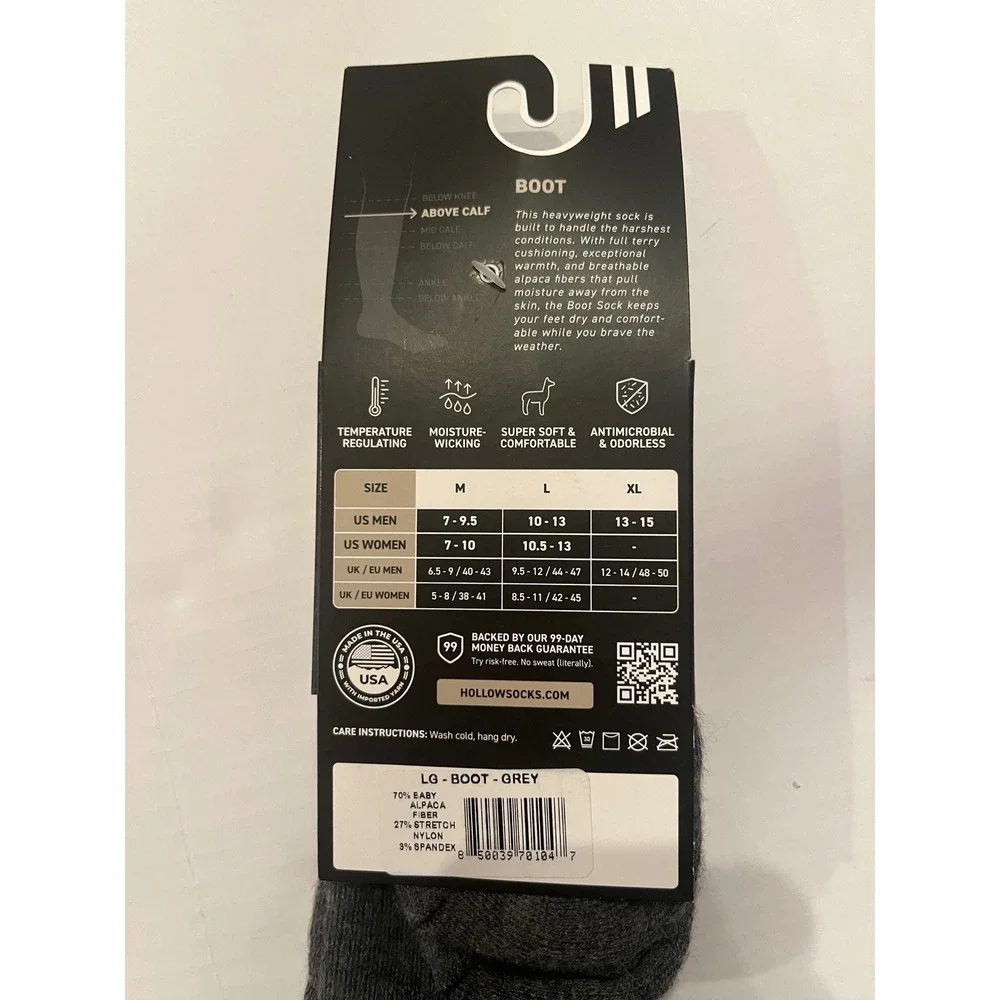 Hollow Boot Performance Alpaca Wool Socks Heavy Weight Full Cushion Men 10.5-13